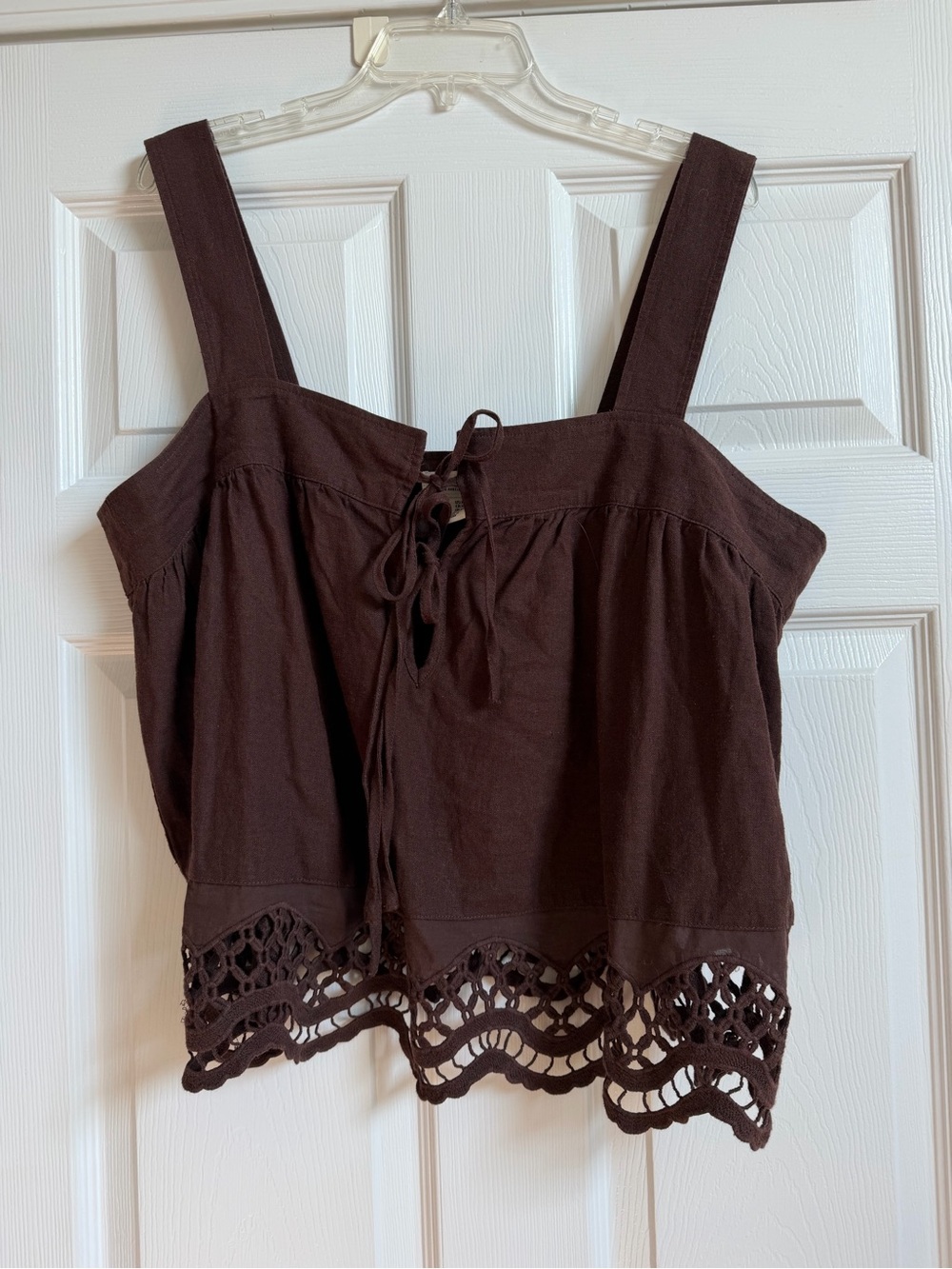 Rachel Zoe Dark Brown Lace Hem Tank Top